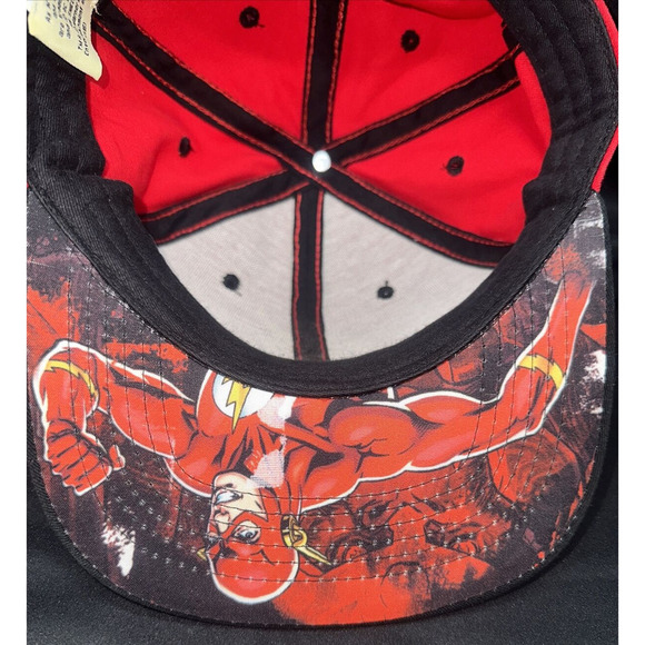 Dc Comics Originals The Flash Logo Embroidered Snapback Hat Red/Black Adjustable - Picture 9 of 10